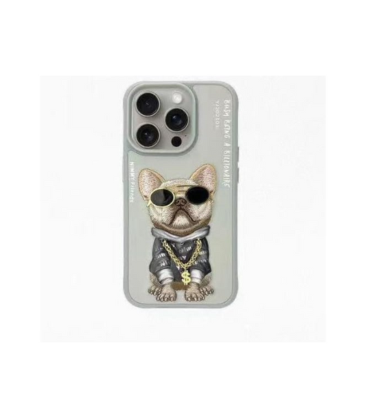 iPhone 15 Pro Max Back Cover Nimmy Design Dreamy Animal Series Magnetic Safe Case 3D Embroidery -Black